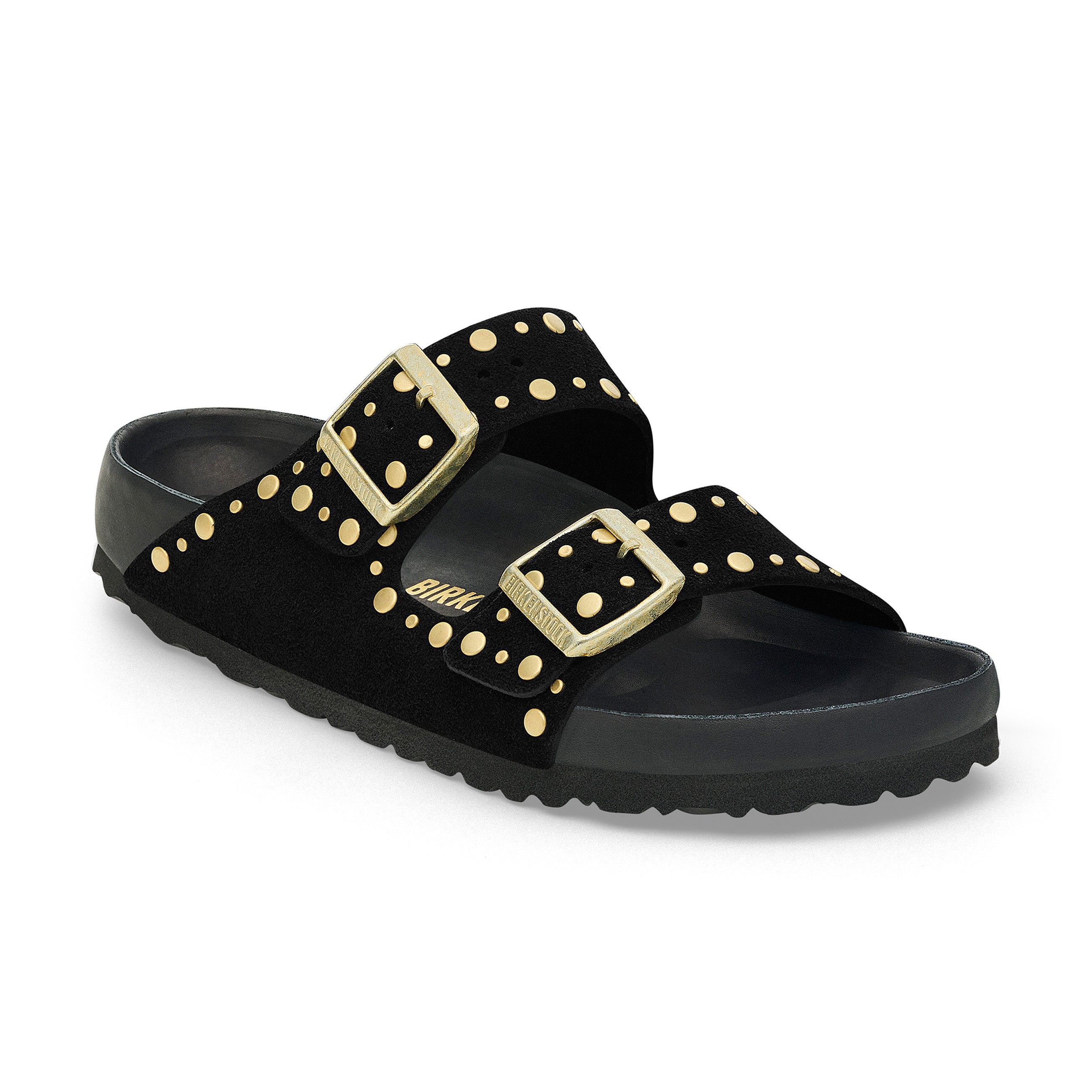 Arizona Exquisite Rivets Black Suede Leather