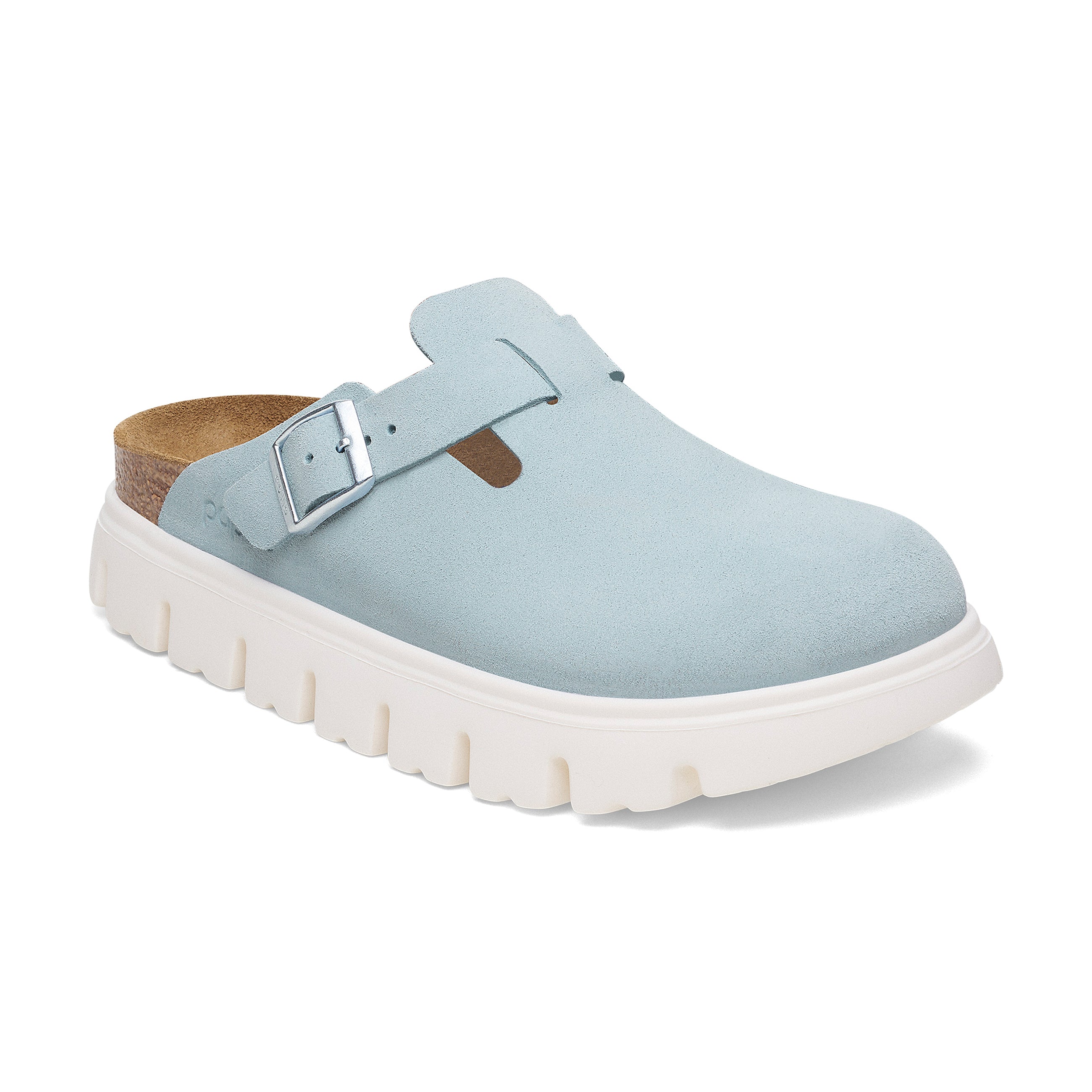 Boston Chunky Baby Blue Suede Leather